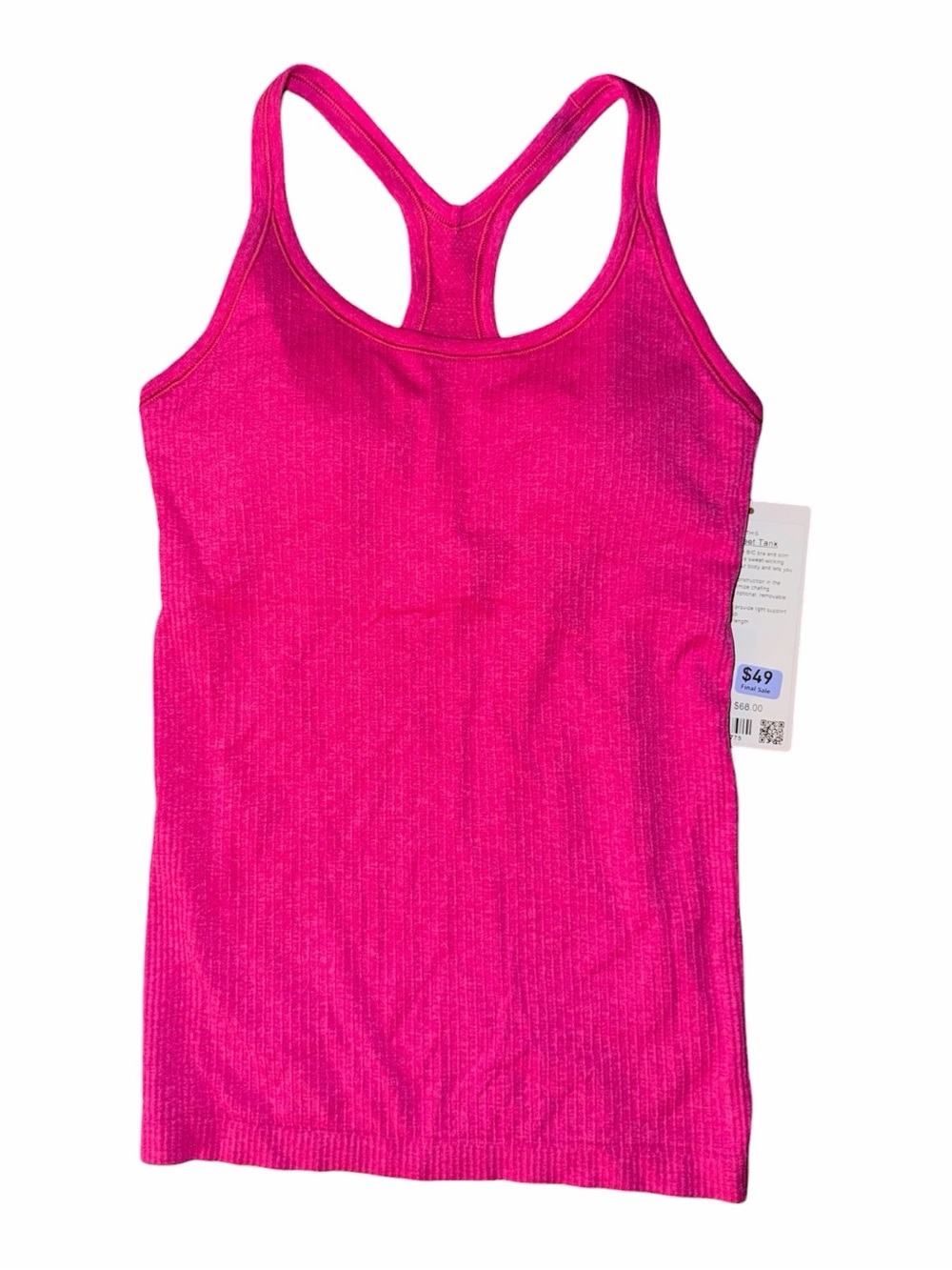 Lululemon Ebb to Street Tank Top B/C Cup Yoga Seamless Pink Flare 6 8 NWT